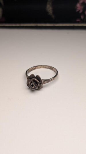 Vintage Sterling Silver Rose / Flower Ring | Size Q | 925 Silver