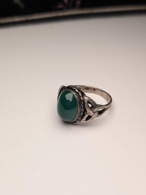Vintage Sterling Silver Green Chrysoprase Ring | Size N | 925 Silver