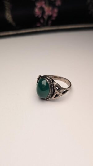 Vintage Sterling Silver Green Chrysoprase Ring | Size N | 925 Silver