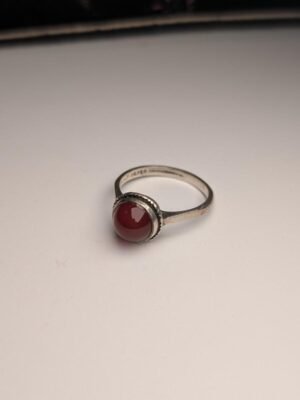 Vintage Sterling Silver Orange Carnelian Gemstone Ring | Size O 1/2 | 925 Silver