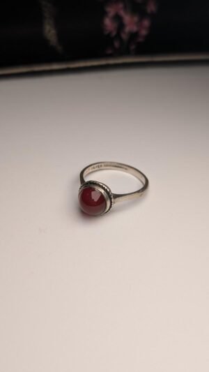 Vintage Sterling Silver Orange Carnelian Gemstone Ring | Size O 1/2 | 925 Silver
