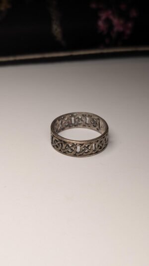 Vintage Sterling Silver Celtic Openwork Design Band Ring | Size R | 925 Silver