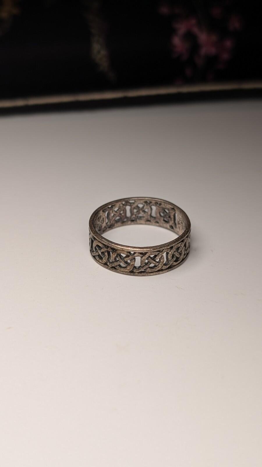 Vintage Sterling Silver Celtic Openwork Design Band Ring | Size R | 925 Silver
