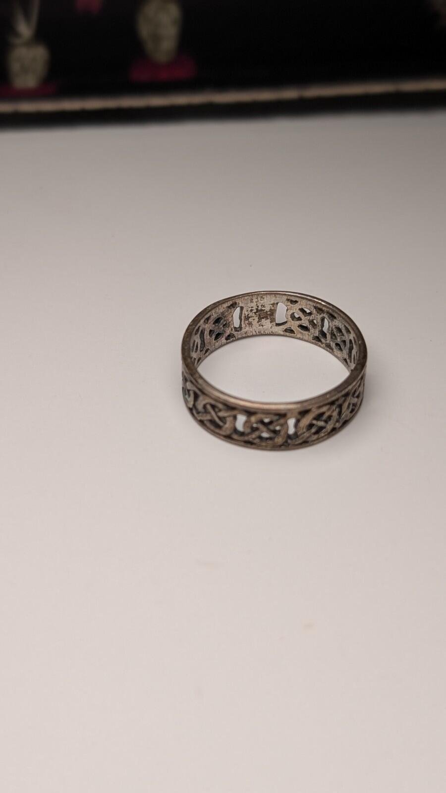 Vintage Sterling Silver Celtic Openwork Design Band Ring | Size R | 925 Silver - Image 5