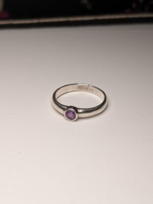 Vintage Sterling Silver Amethyst Gemstone Ring | Size O 1/2 | 925 Silver
