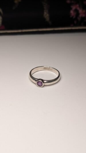 Vintage Sterling Silver Amethyst Gemstone Ring | Size O 1/2 | 925 Silver