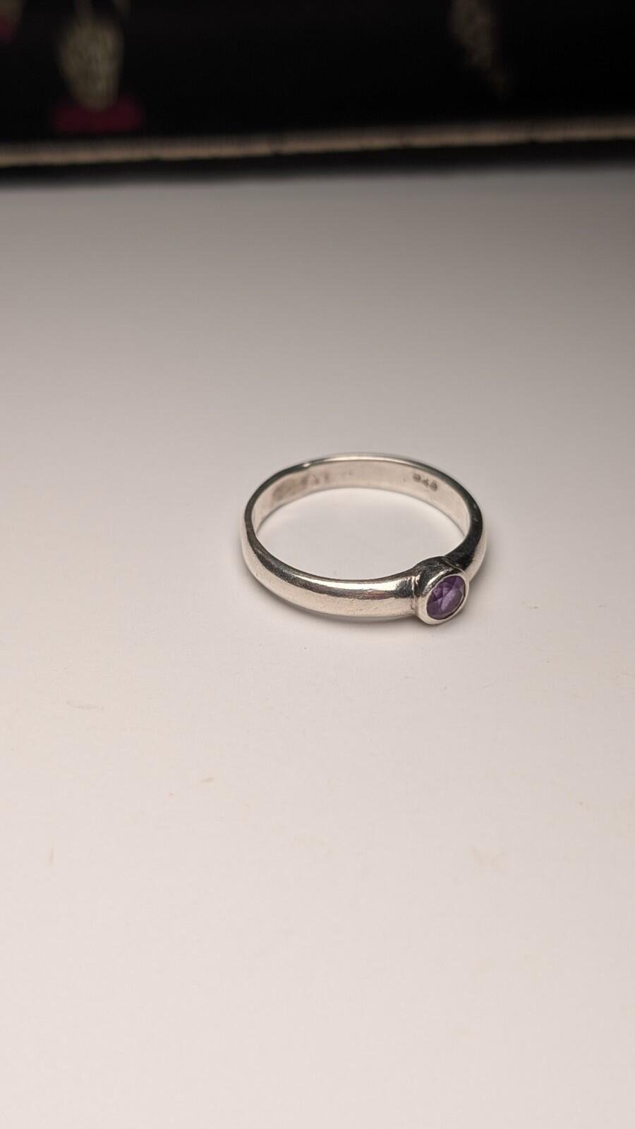Vintage Sterling Silver Amethyst Gemstone Ring | Size O 1/2 | 925 Silver - Image 2