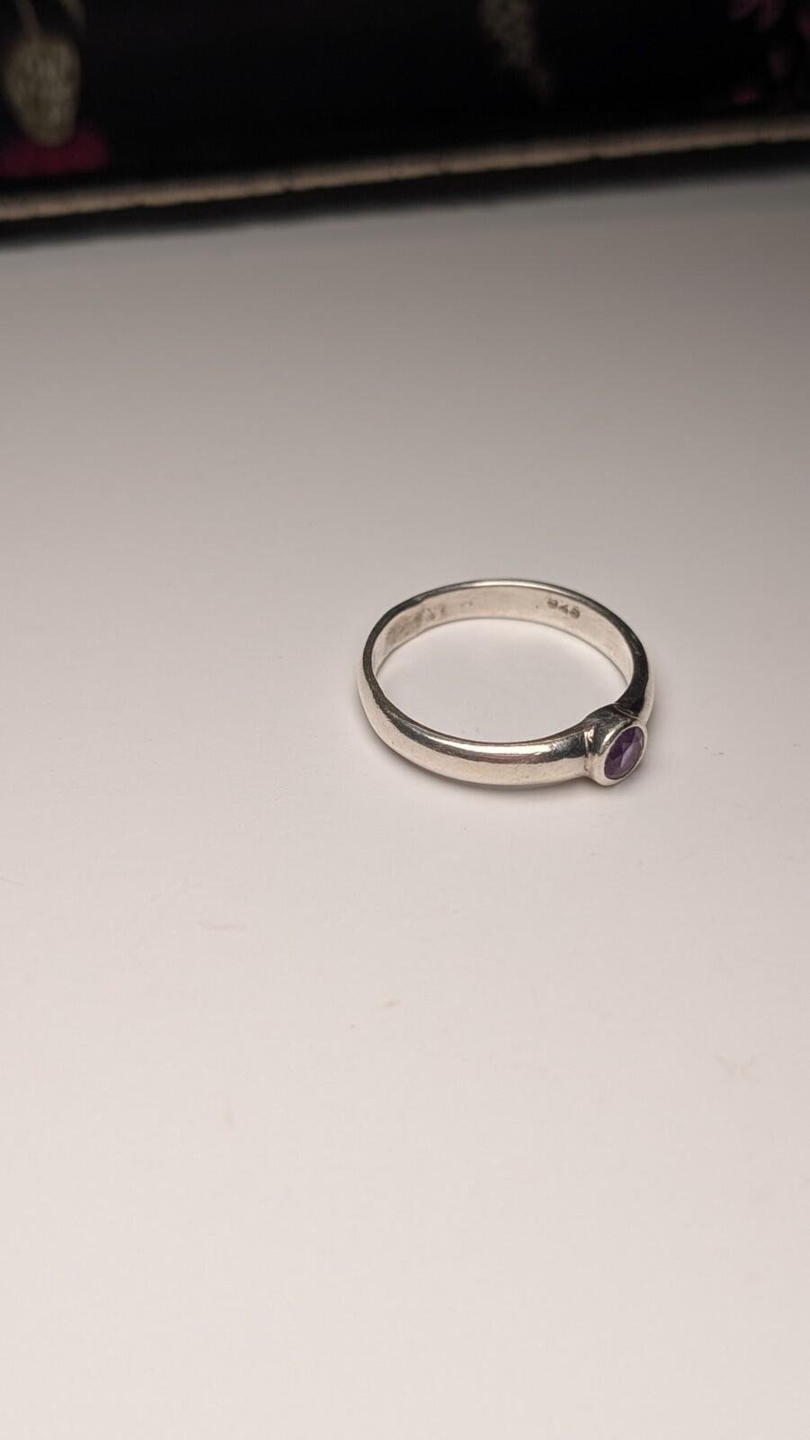 Vintage Sterling Silver Amethyst Gemstone Ring | Size O 1/2 | 925 Silver - Image 4
