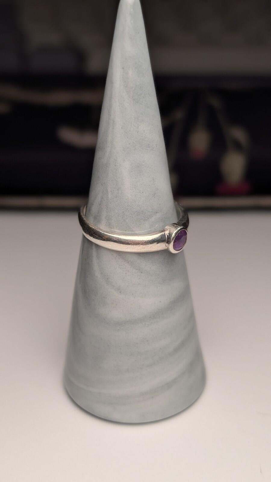 Vintage Sterling Silver Amethyst Gemstone Ring | Size O 1/2 | 925 Silver - Image 5