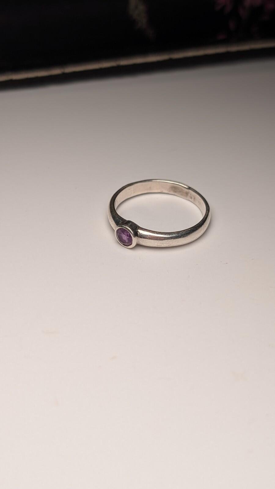Vintage Sterling Silver Amethyst Gemstone Ring | Size O 1/2 | 925 Silver - Image 6