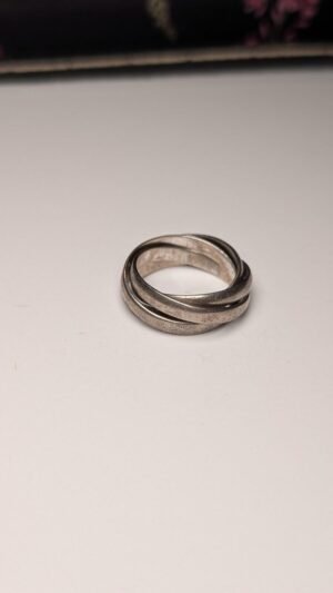 Vintage Sterling Silver European 4 Band Interlocking Ring | Size M | 925 Silver