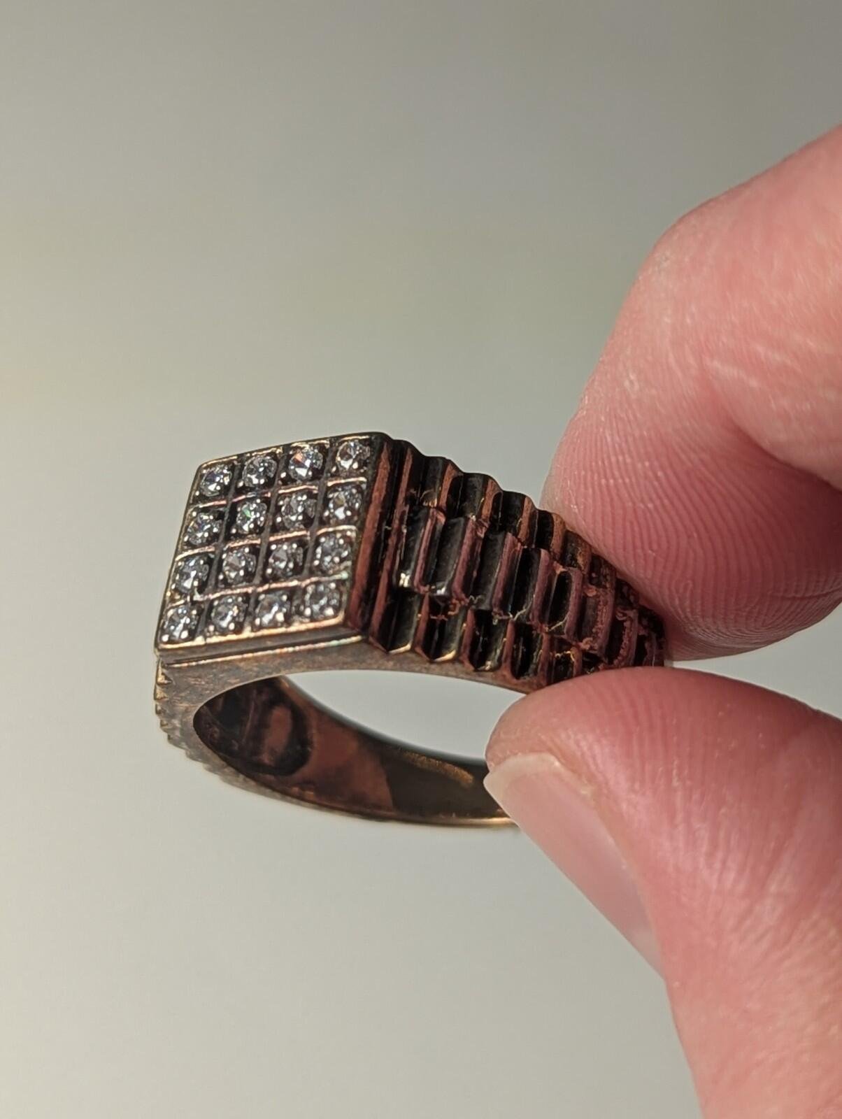 Vintage Sterling Silver Gold Tone Men's CZ Signet Ring | X 1/2 | 925 Silver - Image 8