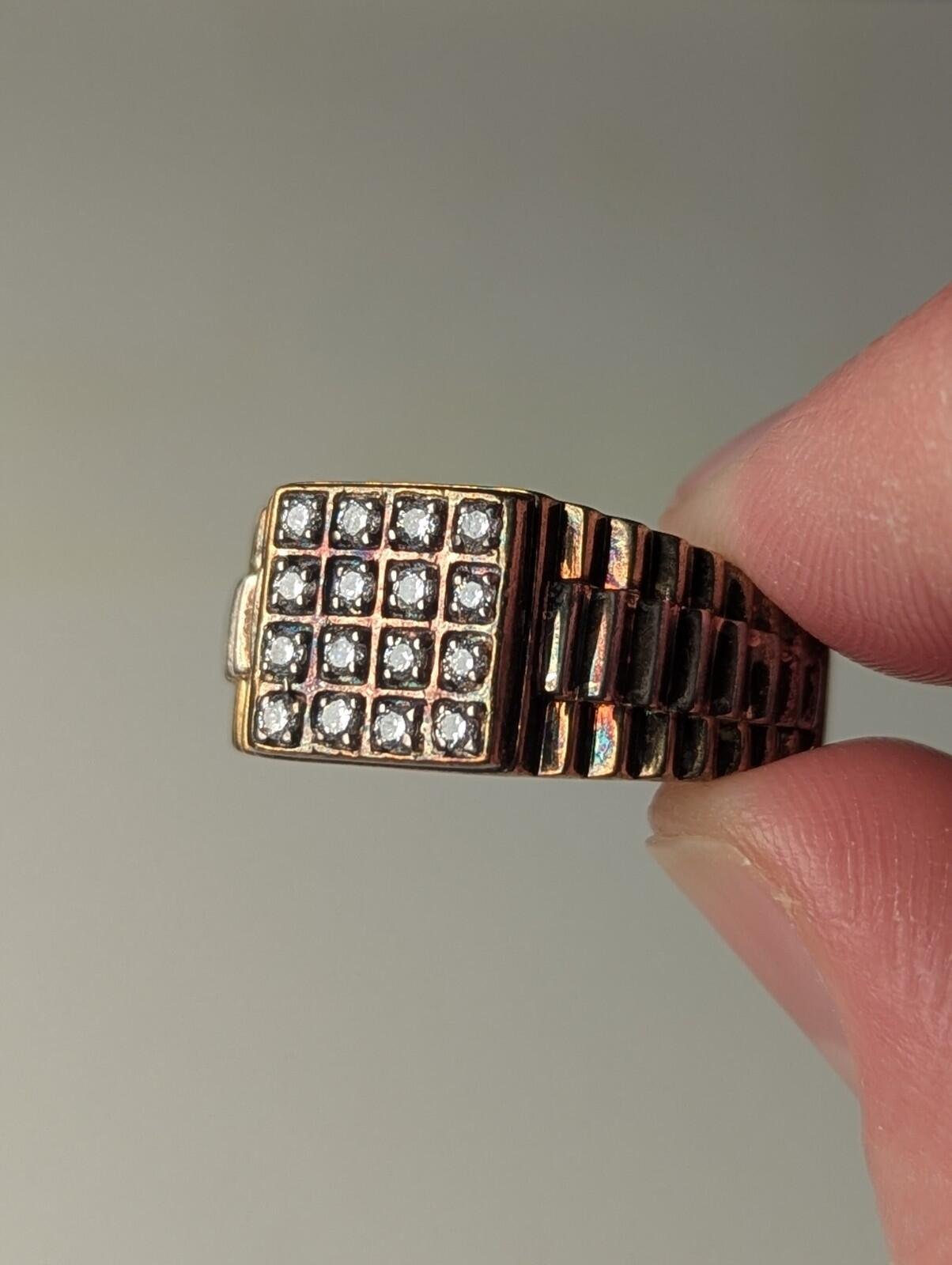 Vintage Sterling Silver Gold Tone Men's CZ Signet Ring | X 1/2 | 925 Silver - Image 9