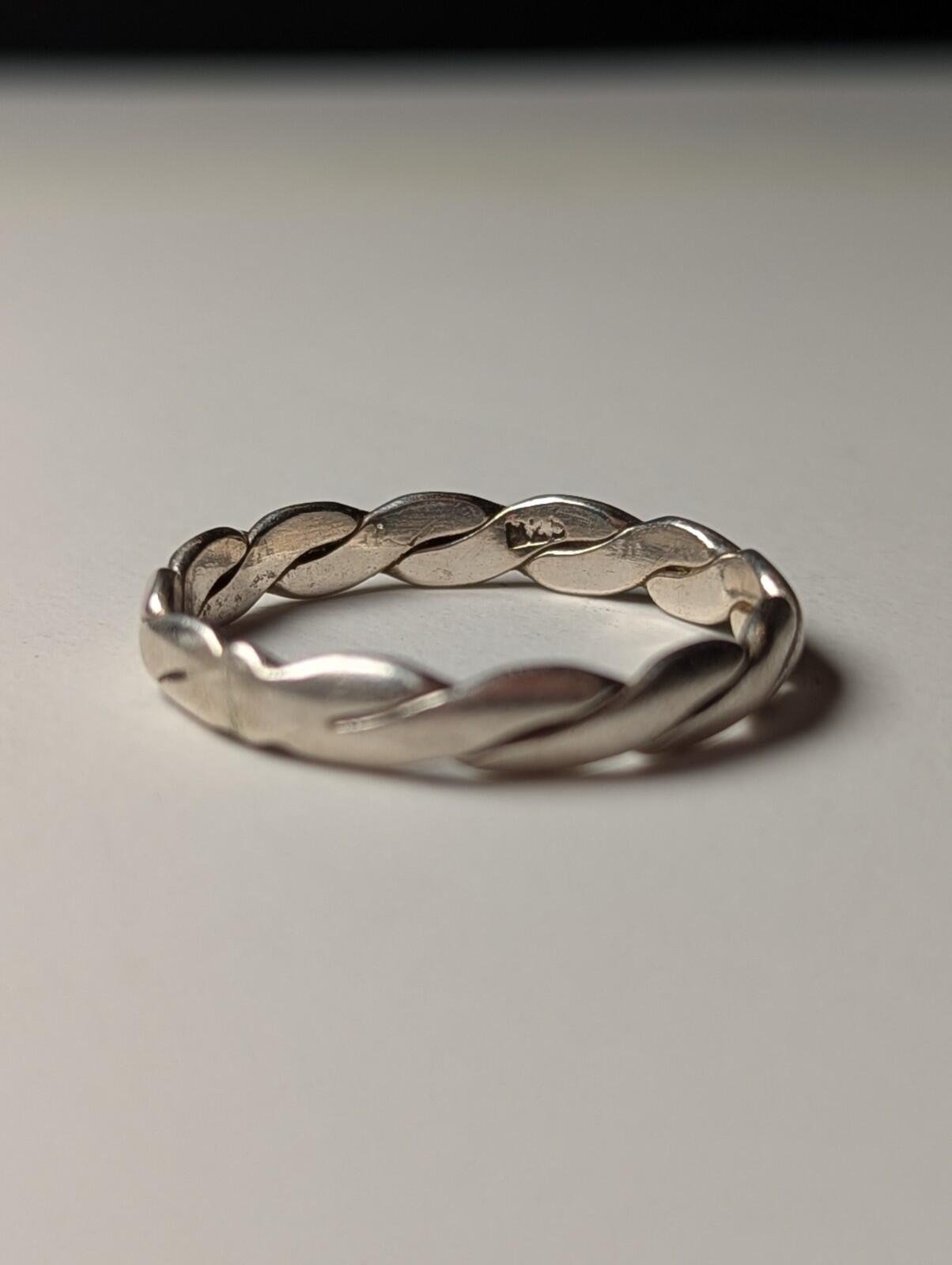 Vintage Sterling Silver Weave Pattern Band Ring | Size Y 1/2 | 925 Silver - Image 3