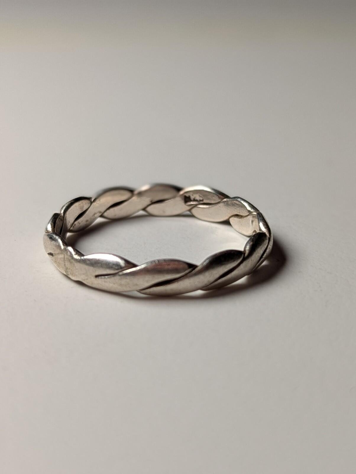 Vintage Sterling Silver Weave Pattern Band Ring | Size Y 1/2 | 925 Silver - Image 6