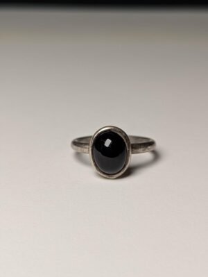 Vintage Sterling Silver Black Onyx Ring | Size M | 925 Silver