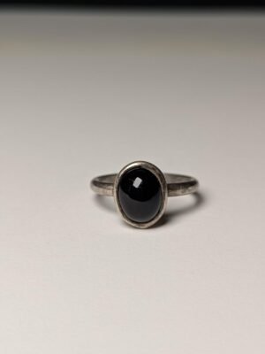 Vintage Sterling Silver Black Onyx Ring | Size M | 925 Silver