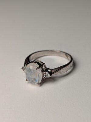 Vintage Sterling Silver Rainbow Moonstone Ring | Size N | 925 Silver