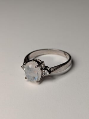 Vintage Sterling Silver Rainbow Moonstone Ring | Size N | 925 Silver