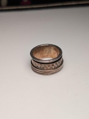 Vintage Sterling Silver Hammered Texture Spinner Ring | Size L | 925 Silver