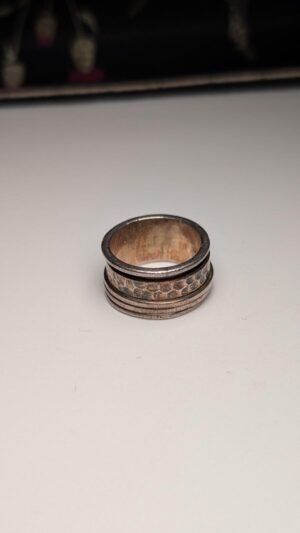 Vintage Sterling Silver Hammered Texture Spinner Ring | Size L | 925 Silver