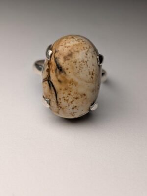 Vintage Sterling Silver Desert Jasper Ring | Size S 1/2 | 925 Silver