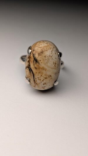 Vintage Sterling Silver Desert Jasper Ring | Size S 1/2 | 925 Silver