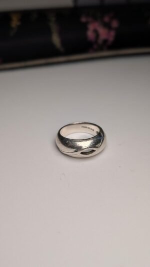 Vintage Sterling Silver 1994 London Open-Front Ring | Size N 1/2 | 925 Silver