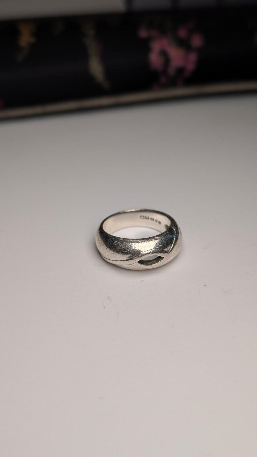 Vintage Sterling Silver 1994 London Open-Front Ring | Size N 1/2 | 925 Silver