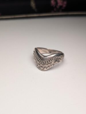 Vintage Sterling Silver 2010 Indian Wishbone Ring | Size V | 925 Silver | 8.8g