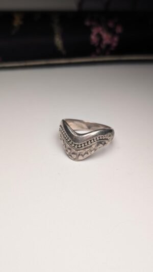 Vintage Sterling Silver 2010 Indian Wishbone Ring | Size V | 925 Silver | 8.8g