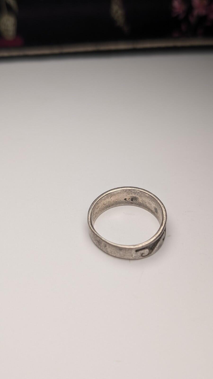 Vintage Sterling Silver Ocean Waves Band Ring | Size M 1/2 | 925 Silver - Image 5