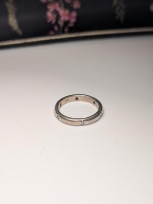Vintage Sterling Silver Clear CZ Gemstone Band Ring | Size O 1/2 | 925 Silver