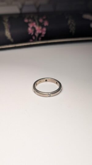 Vintage Sterling Silver Clear CZ Gemstone Band Ring | Size O 1/2 | 925 Silver