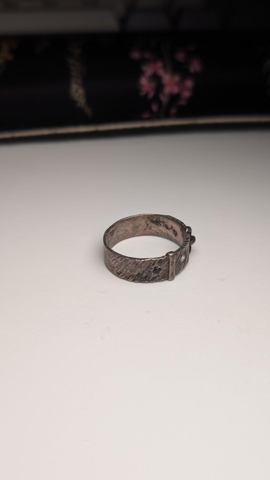 Vintage Sterling Silver Men's Gemstone Belt Buckle Ring | Size R 1/2 | 925 - Image 2