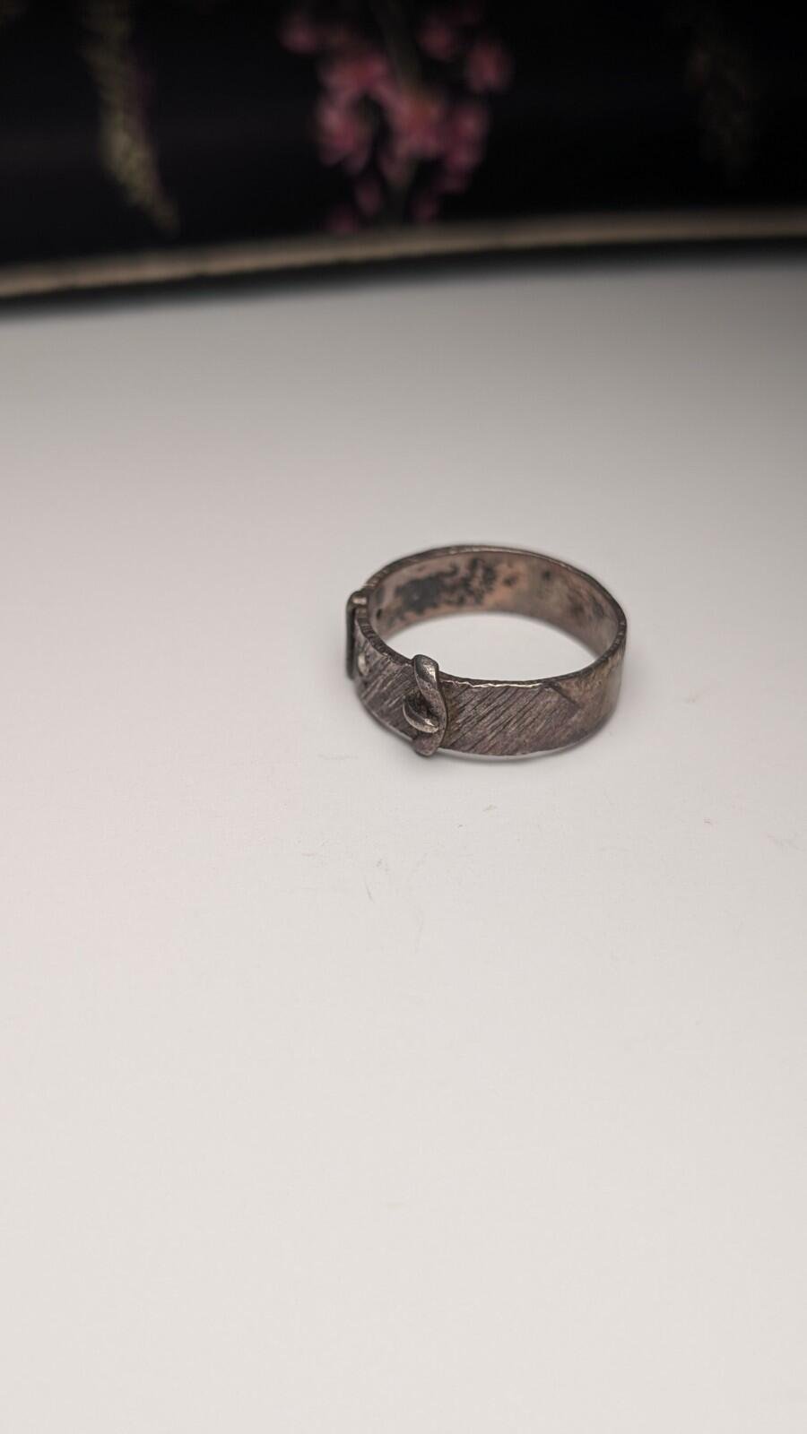 Vintage Sterling Silver Men's Gemstone Belt Buckle Ring | Size R 1/2 | 925 - Image 5