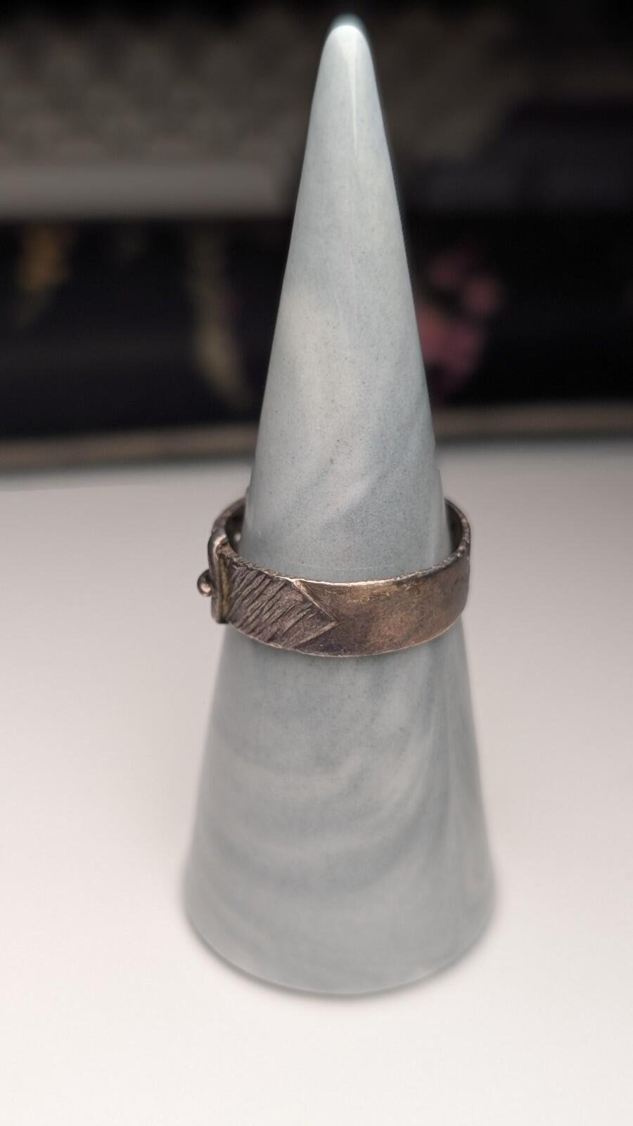 Vintage Sterling Silver Men's Gemstone Belt Buckle Ring | Size R 1/2 | 925 - Image 9