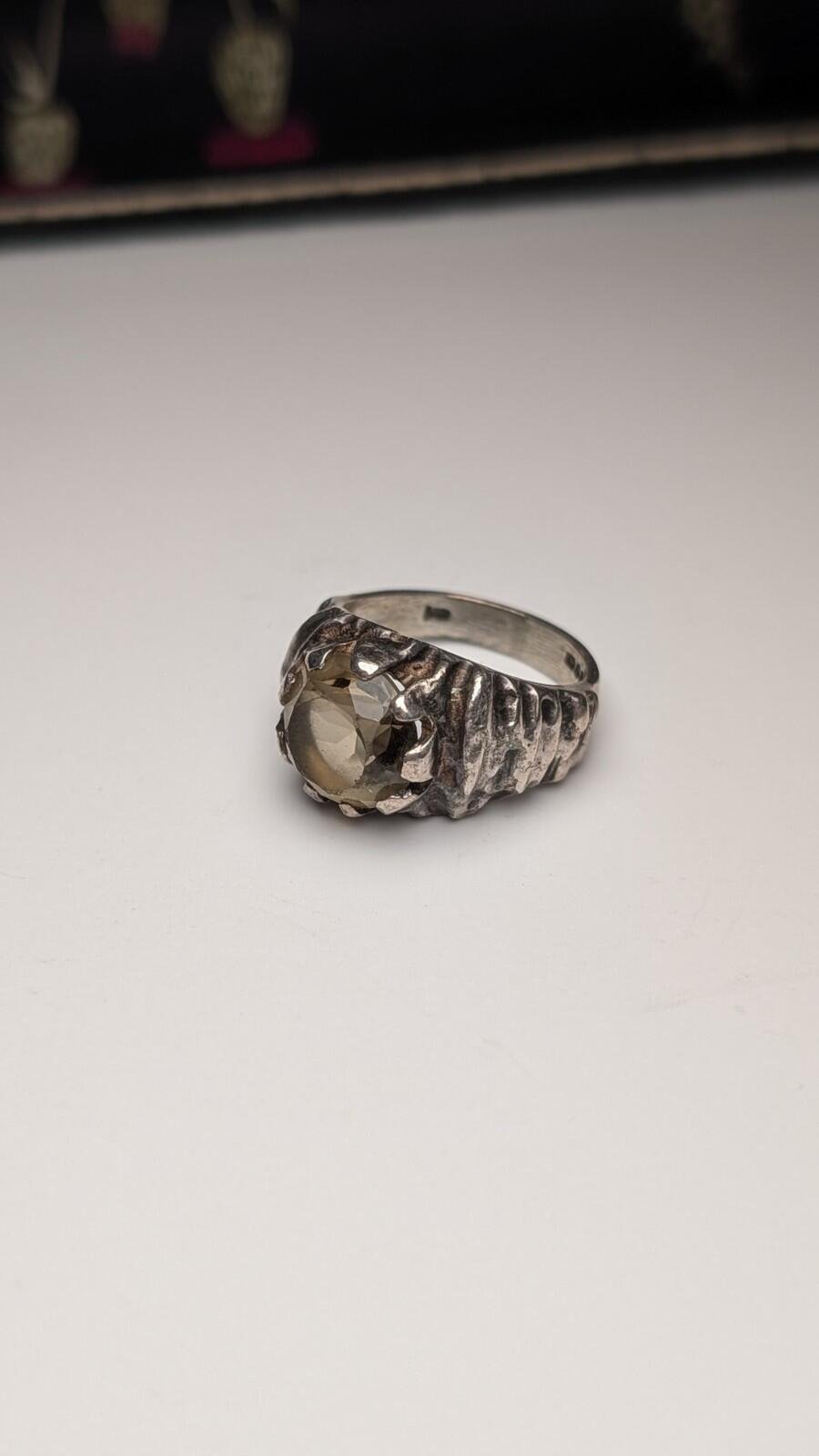 Vintage Sterling Silver 1972 London Natural Citrine Ring | Size L | 925 Silver