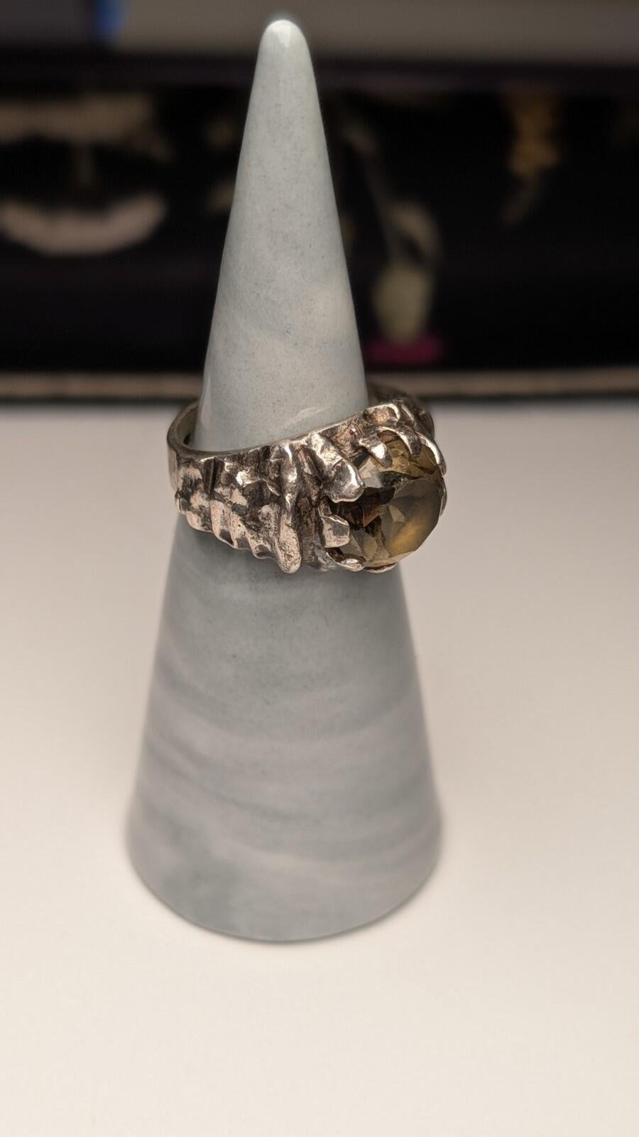 Vintage Sterling Silver 1972 London Natural Citrine Ring | Size L | 925 Silver - Image 7