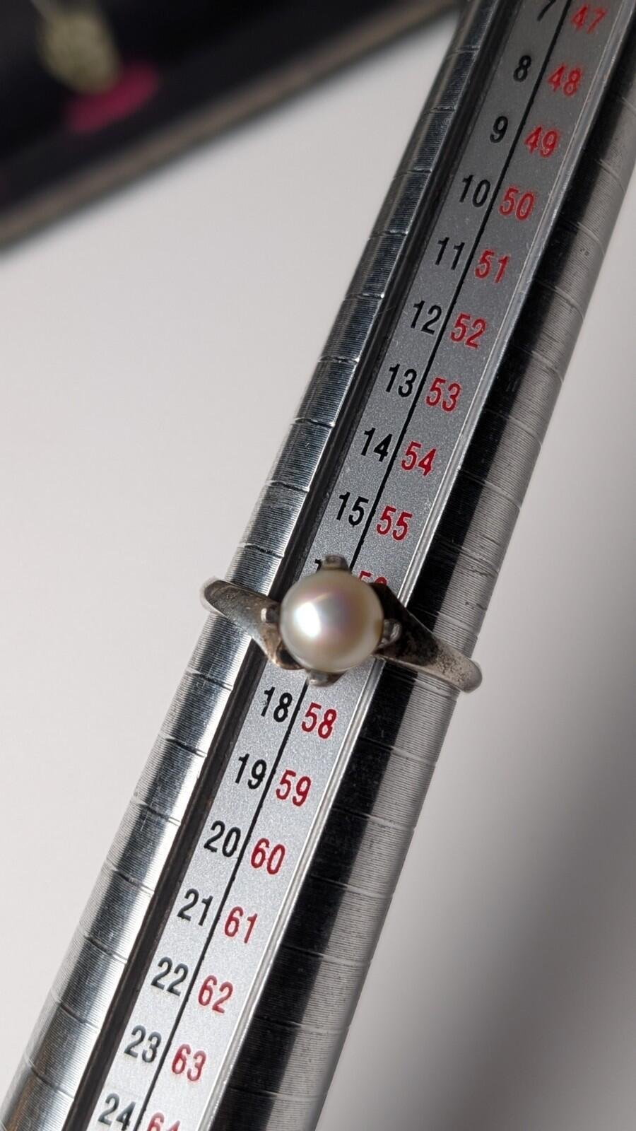 Vintage Sterling Silver 1969 Cultured Pearl Ring | Size P 1/2 | 925 Silver - Image 11