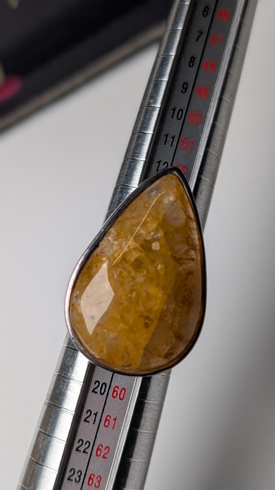 Vintage Sterling Silver Natural Yellow Jasper Ring | Size P | 925 Silver - Image 10