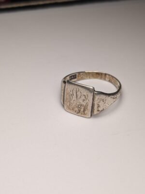Vintage Sterling Silver 1986 Men's Etched Signet Ring | Size V 1/2 | 925 Silver