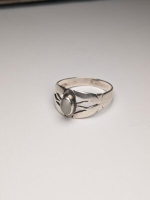 Vintage Sterling Silver White Chalcedony Ring | Size O | 925 Silver