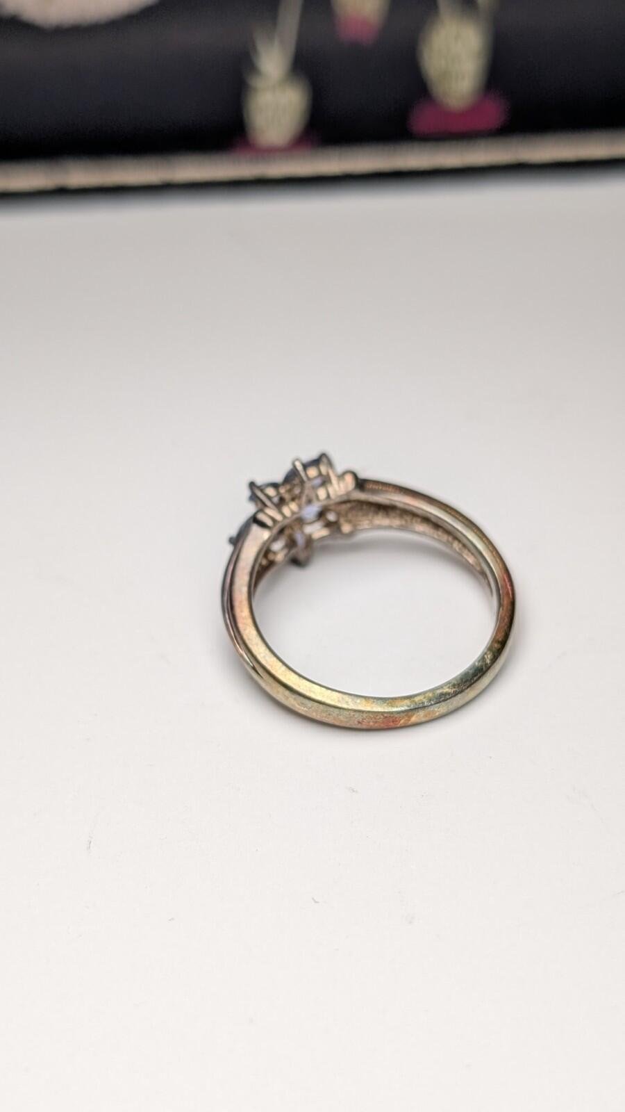 Vintage Sterling Silver Iolite Gemstone Flower Ring | Size R 1/2 | 925 Silver - Image 3