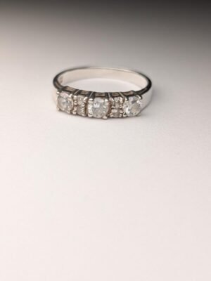 Vintage Sterling Silver CZ Clear Gemstone Ring | Size M | 925 Silver