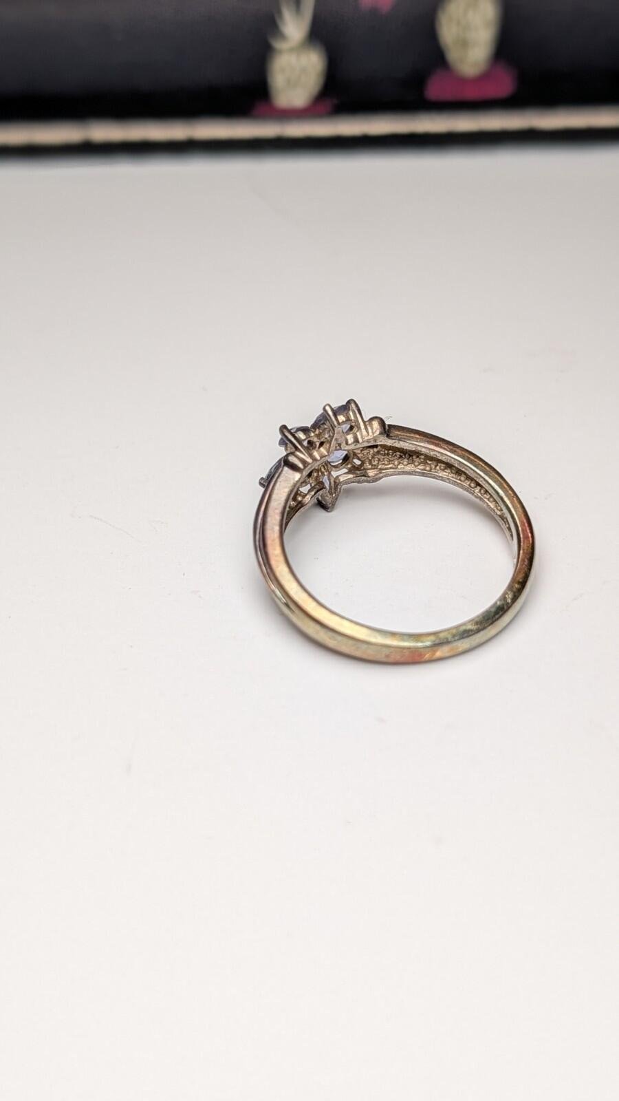Vintage Sterling Silver Iolite Gemstone Flower Ring | Size R 1/2 | 925 Silver - Image 6