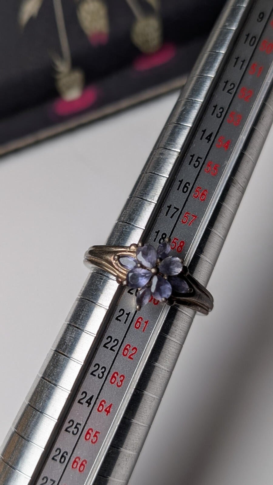 Vintage Sterling Silver Iolite Gemstone Flower Ring | Size R 1/2 | 925 Silver - Image 9