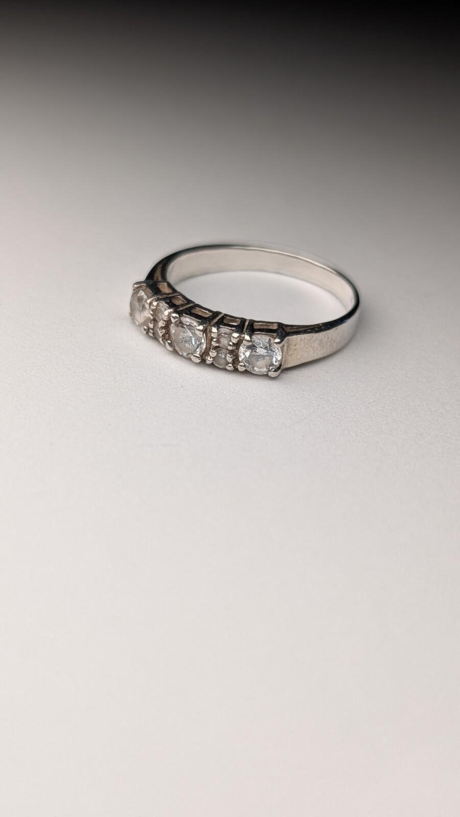 Vintage Sterling Silver CZ Clear Gemstone Ring | Size M | 925 Silver - Image 2