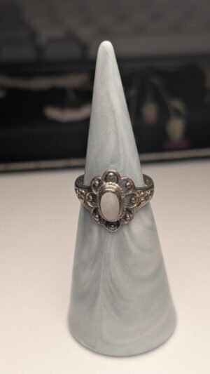Vintage Sterling Silver Oval Mother Of Pearl Ring | Size L | 925 Silver