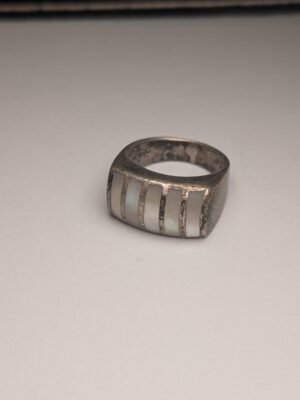 Vintage Sterling Silver 2004 Mother Of Pearl Chunky Ring | Size Q | 925 Silver